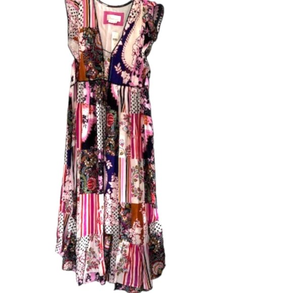 Anthropologie Ruffled Patchwork Midi Dress - Picture 4 of 13